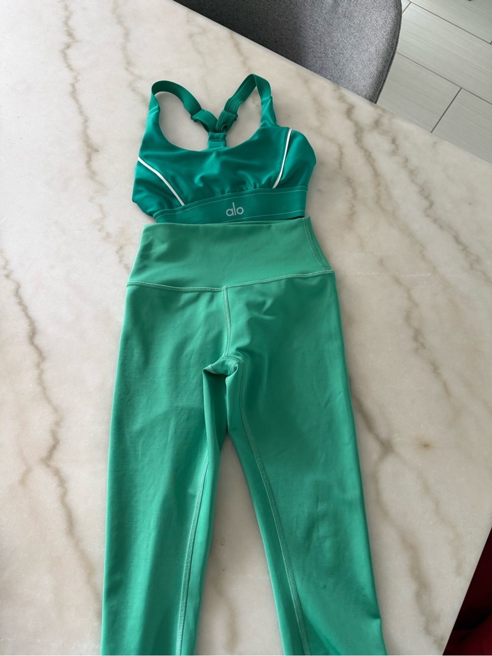 ALO Yoga Teal Green Racerback Sports Bra